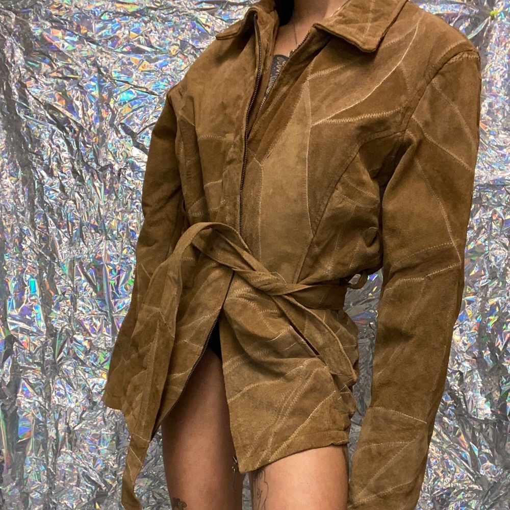 Patchwork leather jacket